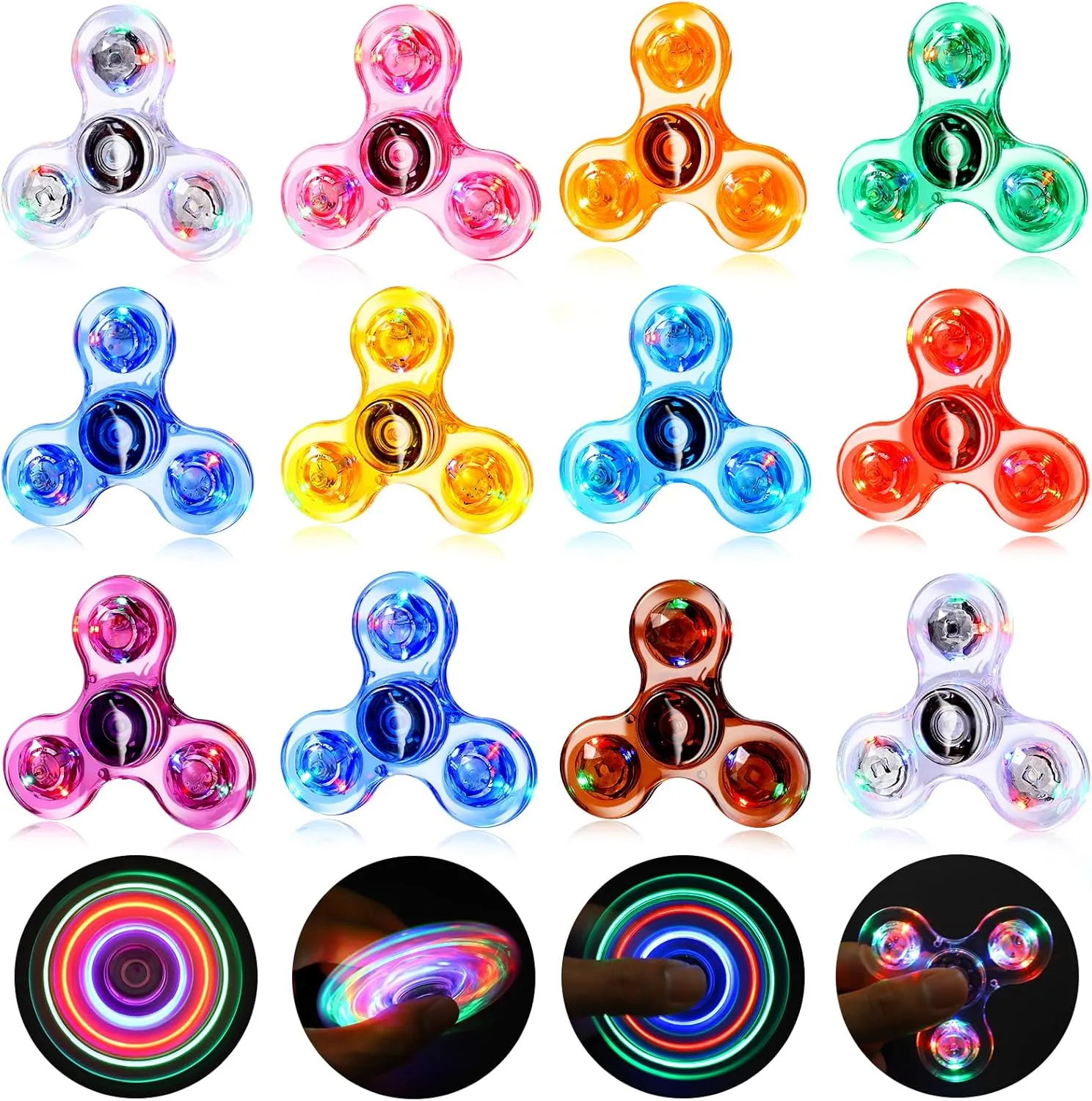 Gigilli Fidget Spinners 12 Pcs, Kids Party Favors LED Light Up Bulk Fidget Spinners Kids 4-12 Goodie Bag Stuffers Glow in The Dark Party Supplies Birthday 2-4 Gifts