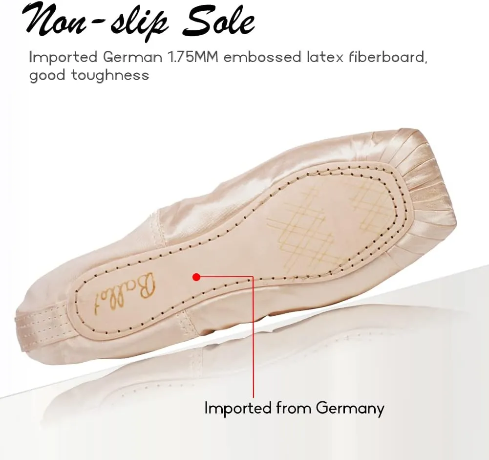 Girls Womens Ballet Pointe Shoes with Ribbons Professional Pointe Dance Shoes,Model-TJ-Pointe Ballet