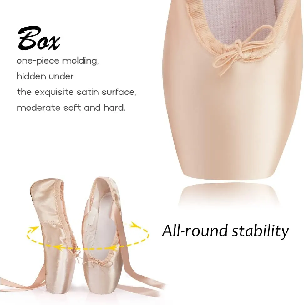 Girls Womens Ballet Pointe Shoes with Ribbons Professional Pointe Dance Shoes,Model-TJ-Pointe Ballet