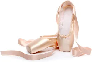 Girls Womens Ballet Pointe Shoes with Ribbons Professional Pointe Dance Shoes,Model-TJ-Pointe Ballet