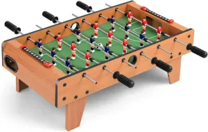 GLACER 27’’ Foosball Table, Wooden Tabletop Soccer Games w/ 2 Footballs & 18 Soccer Keepers, Mini Football Game Set for Adults & Kids, Game Room, Recreational Room, Party, Family Night, Bar Play