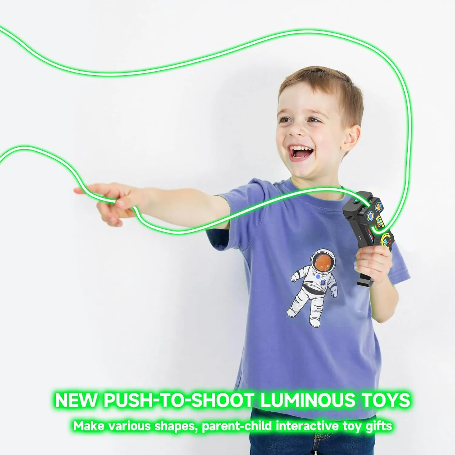 Glow in The Dark String Rope Launcher ,Hand Held Novelty Fun String Shooter , Rope Launcher Fidget Toy,a Lasso Game String Shooter Toy, Party Birthday Gifts for Children Aged 3-14 (Black)
