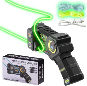 Glow in The Dark String Rope Launcher ,Hand Held Novelty Fun String Shooter , Rope Launcher Fidget Toy,a Lasso Game String Shooter Toy, Party Birthday Gifts for Children Aged 3-14 (Black)