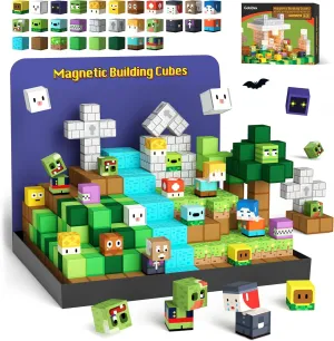 GobiDex Magnetic Blocks Kids Toys for Boys Girls 3 , Build MagWonder World with Zomblock Magnets Cubes, Upgraded STEM Game-Based Building Sensory Gift for Birthday