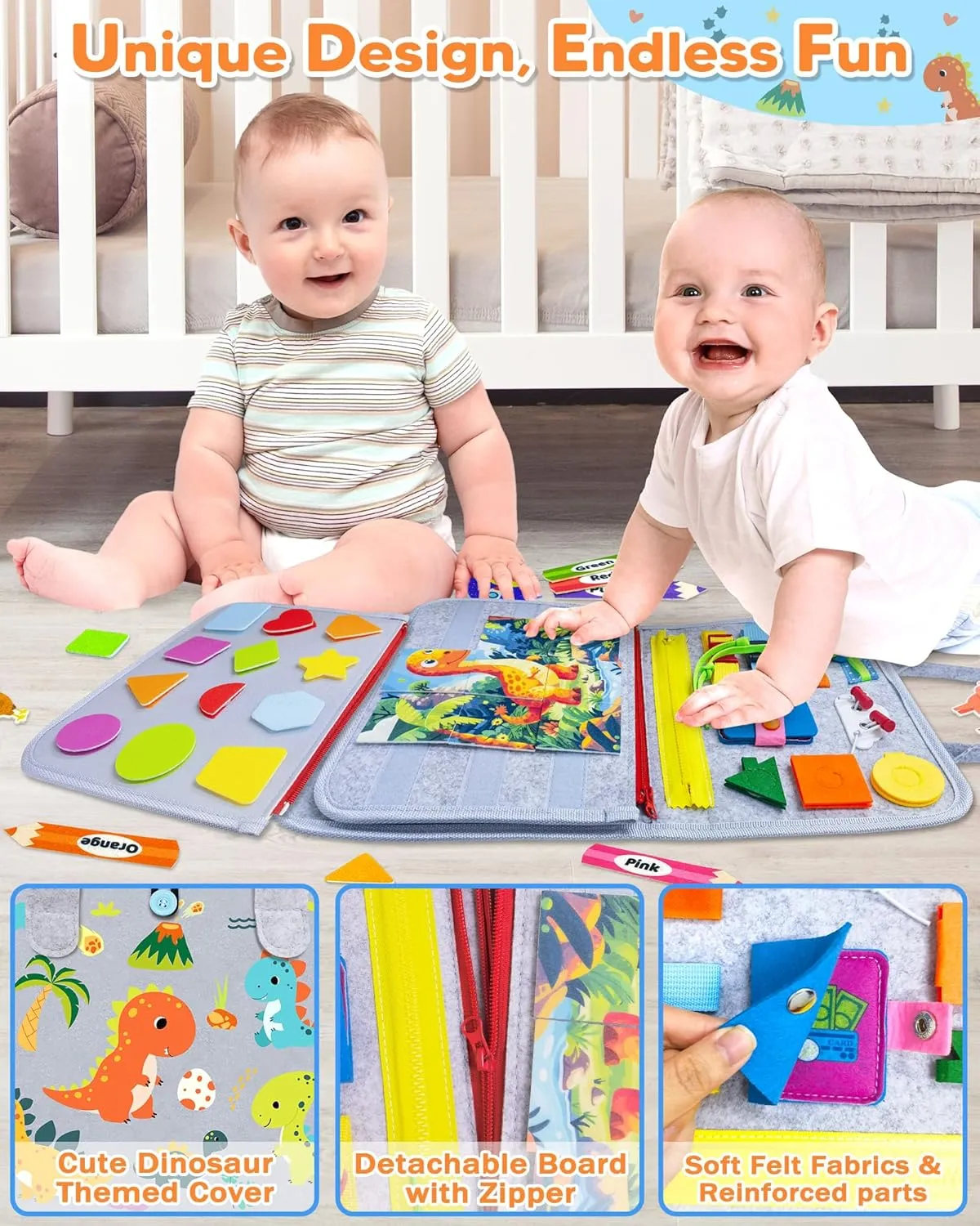 Gojmzo Busy Board Montessori Toys for Toddler Boy Girl Birthday Gifts, Busy Book Sensory Toys for Toddlers, Learning Educational Toddler Travel Activities