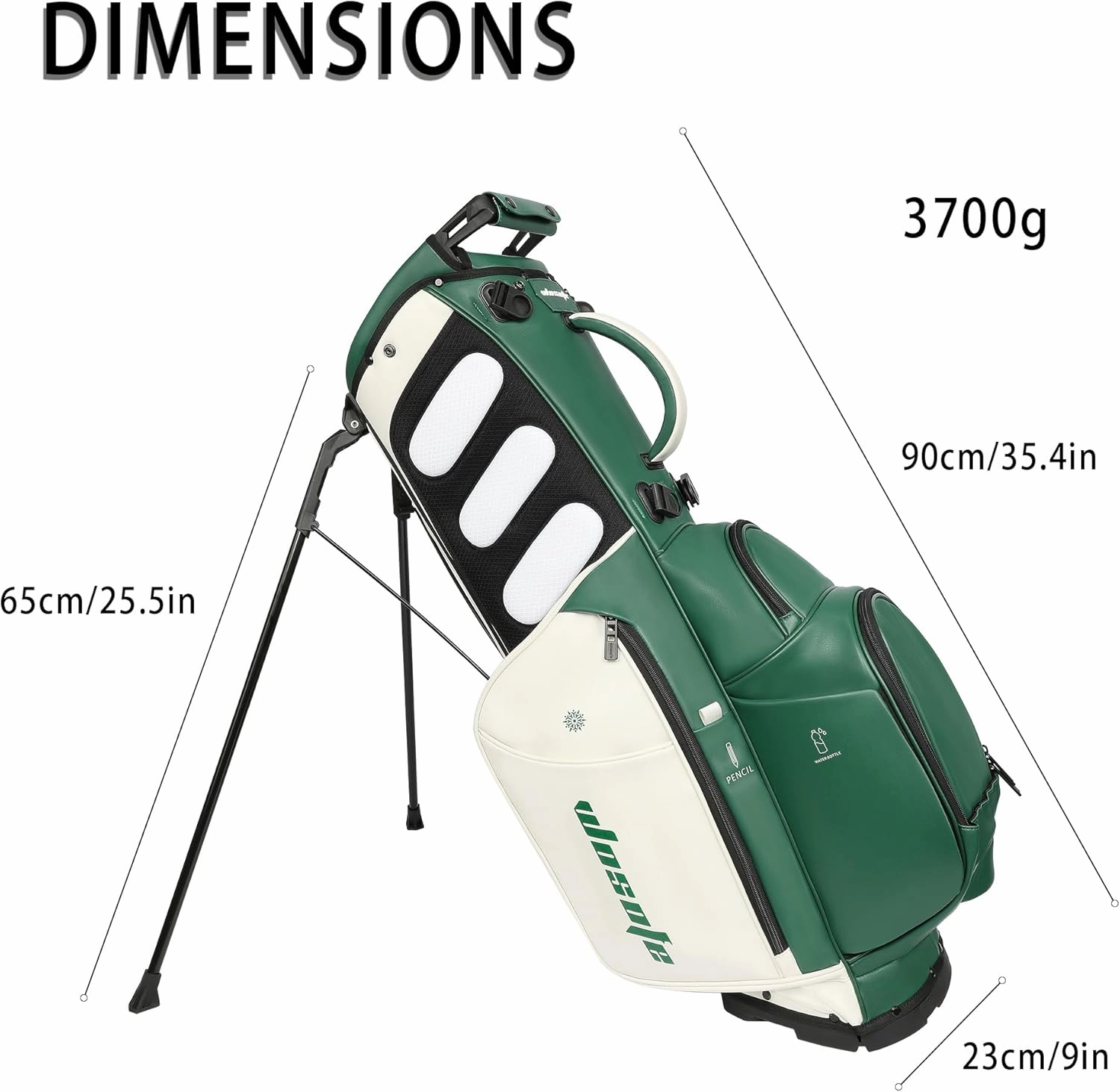 Golf Club Stand Bag PU Leather 14-Way Full Length Top Dividers Waterproof Men Women, Lightweight Multiple 8 Pockets Cooler Pouch Adjustable Detachable Shoulder Dual Straps Rain Cover Hood