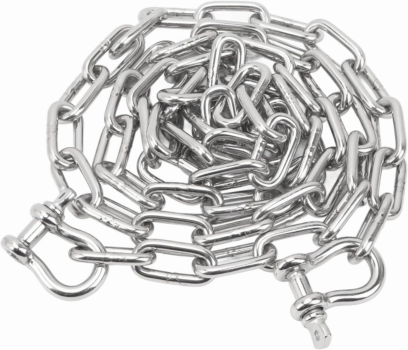 GOTOTOP 6.6ft Stainless Steel Anchor Lead Chain Marine Grade 316 Double Shackle Link Ends for Enhanced Anchor Holding Power Secure Connections for Ships Yachts