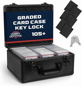 Graded Card Case, 3 Row with Key Lock, PSA Slab Case for Graded Cards, Trading Storage Box- Black