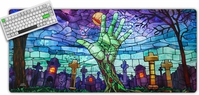 Graveyard TCG Playmat with Carry Bag, 14x24, 3mm Double Stitched Edge, Cloth Top, Neoprene Rubber Base, USA Made, only from Jank Mats!