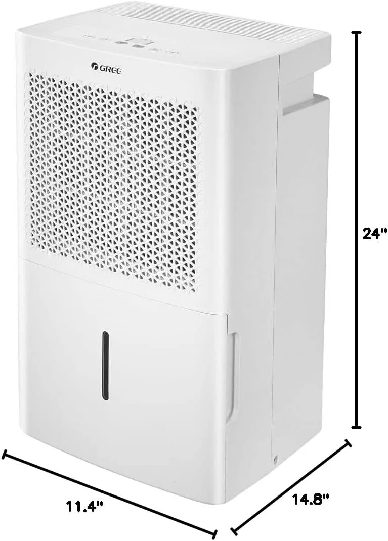 Gree Energy Star 50-Pint Portable Dehumidifier, Removes Moisture in Garages, Basements, Living Rooms, Large Areas up to 4,500 Sq.Ft., LED Display, Removable Tank