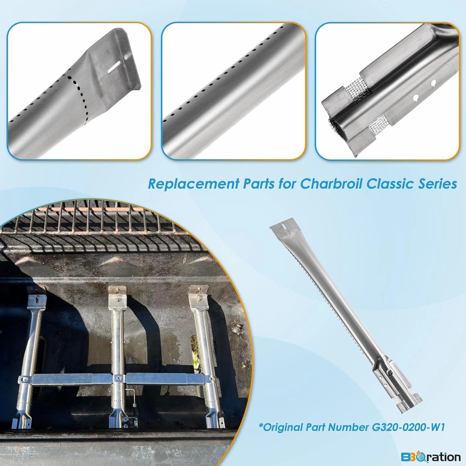 Grill Parts for Charbroil Classic 280 2-Burner 463672817-P2 463672717 463613717 463647018 463672817 G215-0203-W1 G206-0006-W1 Charbroil Classic Grill Parts for American Gourmet 465635821