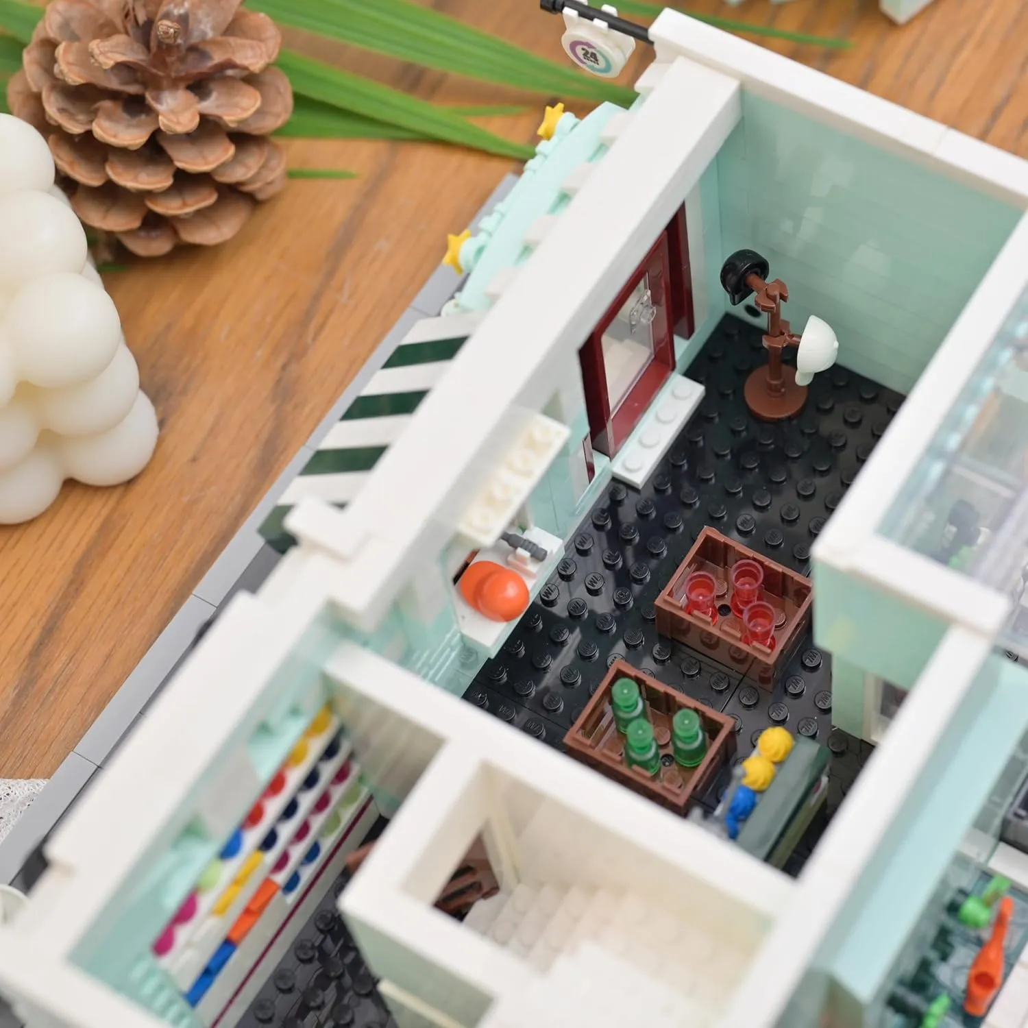 Grocery Store Mini Building Blocks Set with LED Lights,3 Levels City Modular Architecture,MOC Creative Model Set,Construction Toy for Adult(2225 Pcs)