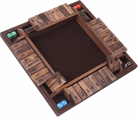 GSE Games & Sports Expert 1-4 Player Wooden Shut The Box Dice Board Game with 8 Dice. 4-Way 10 Numbered Shut The Box Set of Popular English Pub Board Game - Walnut