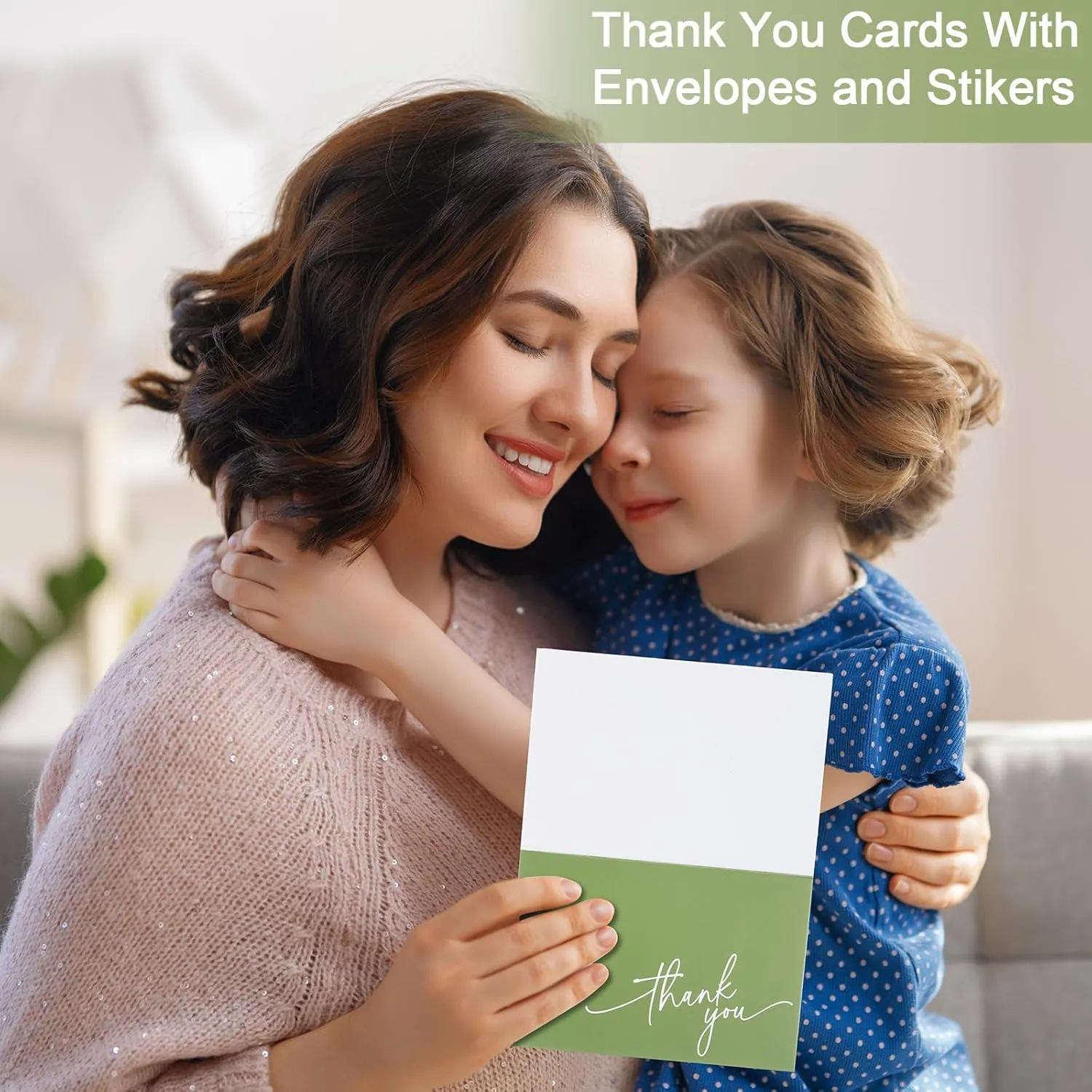 Gueevin 200 Pcs Thank You Cards with Kraft Envelopes and Stickers Bulk, 3.5 x 5 Inch Classy Blank Thank You Notes for Wedding, Business, Graduation, Baby Shower, Bridal Shower, Funeral(Sage Green)