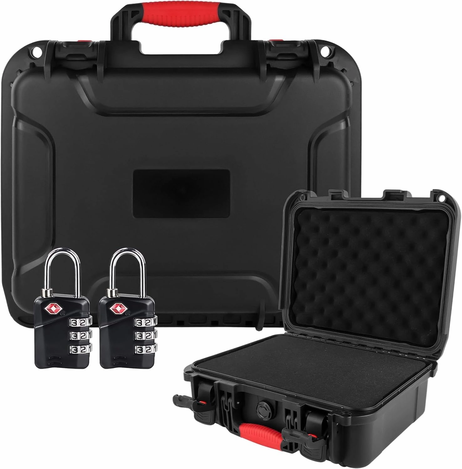 Gun Pistol Case for Handgun - Firearm Travel Case with 2 TSA Locks,TSA Approved with Pre-cut Foam,Pistol Carrying Case Hard Shell Waterproof Shockproof Gun Storage