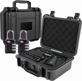 Gun Pistol Case for Handgun - Firearm Travel Case with 2 TSA Locks,TSA Approved with Pre-cut Foam,Pistol Carrying Case Hard Shell Waterproof Shockproof Gun Storage