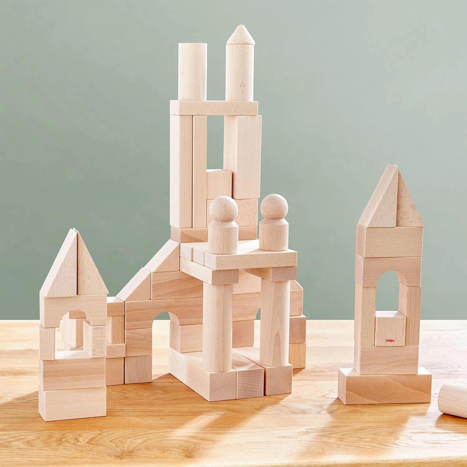 HABA Wooden Building Blocks 60 Piece Set, Ideal Toddler Blocks for Ages 2-4 & Kids Stacking Toys for Ages 1 and Up for Open-Ended Play, Made in Germany