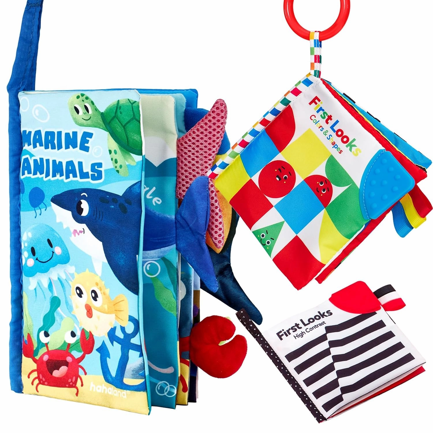 hahaland Baby Books 0-6 Months,Infant Tummy Time Toy High Contrast Sensory Baby Toys 6 to 12 Months Touch Feel Book Gift Christmas Stocking Stuffers for Boy Girl 0-3 Months Book Early Learning Toy