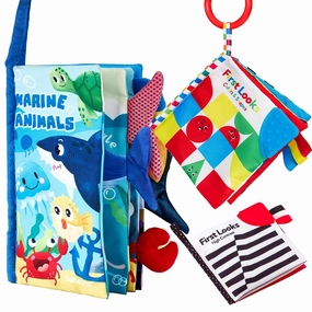 hahaland Baby Books 0-6 Months,Infant Tummy Time Toy High Contrast Sensory Baby Toys 6 to 12 Months Touch Feel Book Gift Christmas Stocking Stuffers for Boy Girl 0-3 Months Book Early Learning Toy