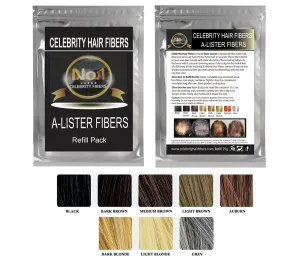 Hair Building Fibers- A-Lister REFILL Pak for Toppik, Nanogen, Xfusion, any Brand (100g, Medium Brown)