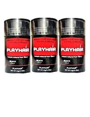 Hair Building Fibers with Natural Keratin to Conceal Instantly for Thinning Hair, Bald spot & Cover Up Hair Loss to Add Volume for Full & Thick Hair for Men & Women by PLAYHAIR (Black) … (1) (3) (3)