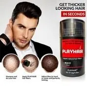Hair Building Fibers with Natural Keratin to Conceal Instantly for Thinning Hair, Bald spot & Cover Up Hair Loss to Add Volume for Full & Thick Hair for Men & Women by PLAYHAIR (Black) … (1) (3) (3)