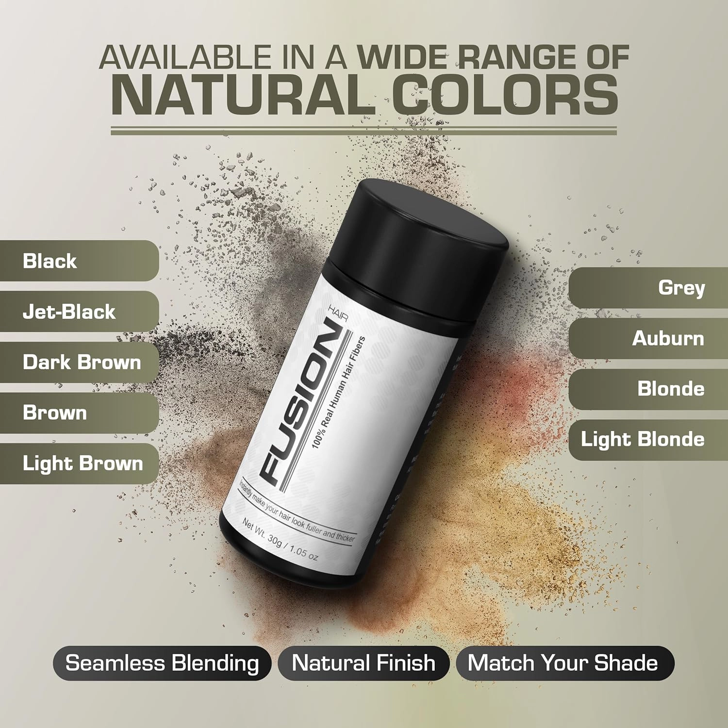 Hair Fibers for Thinning Hair - (1.05 Oz) Real Human Hair Building Fibers to Conceal Bald Spots and Thinning Hair, Root Touch Up and Volumizer, Dark Brown