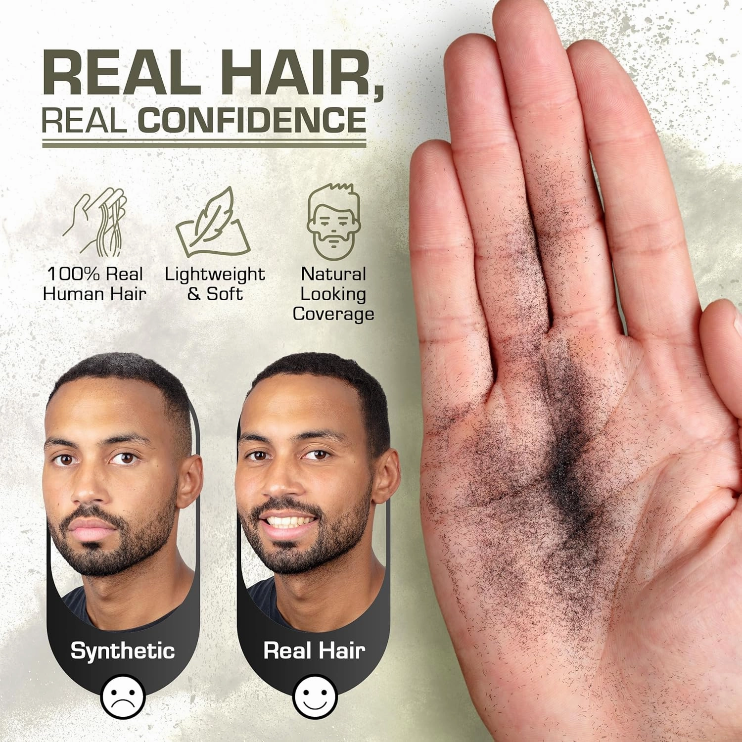 Hair Fibers for Thinning Hair - (1.05 Oz) Real Human Hair Building Fibers to Conceal Bald Spots and Thinning Hair, Root Touch Up and Volumizer, Dark Brown