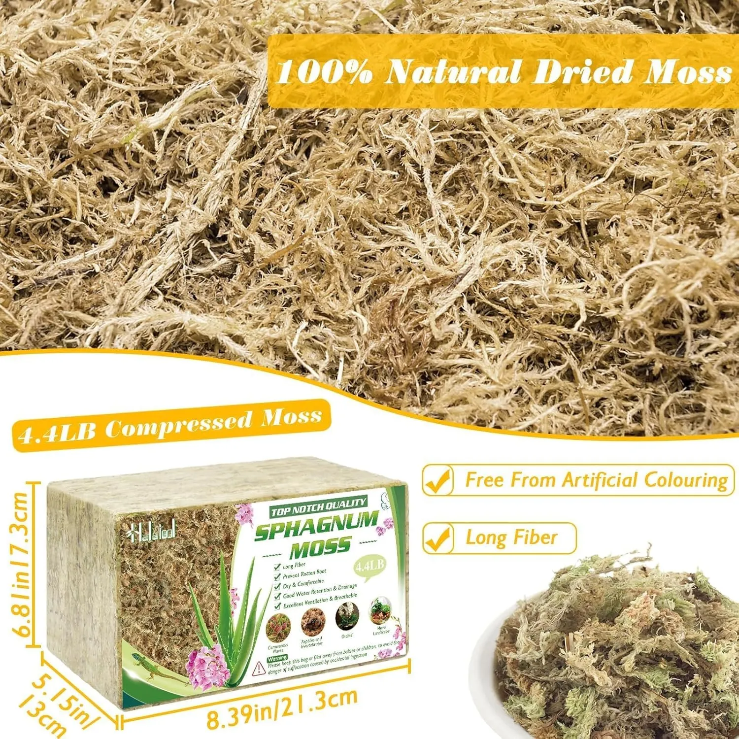 Halatool 4.4LBS Natural Sphagnum Moss for Plants 85 QT Premium Peat Moss Dried Long Fiber Orchid Moss for Orchid Repotting Carnivorous Succulents Garden Flowers Crafts Terrarium and Reptiles