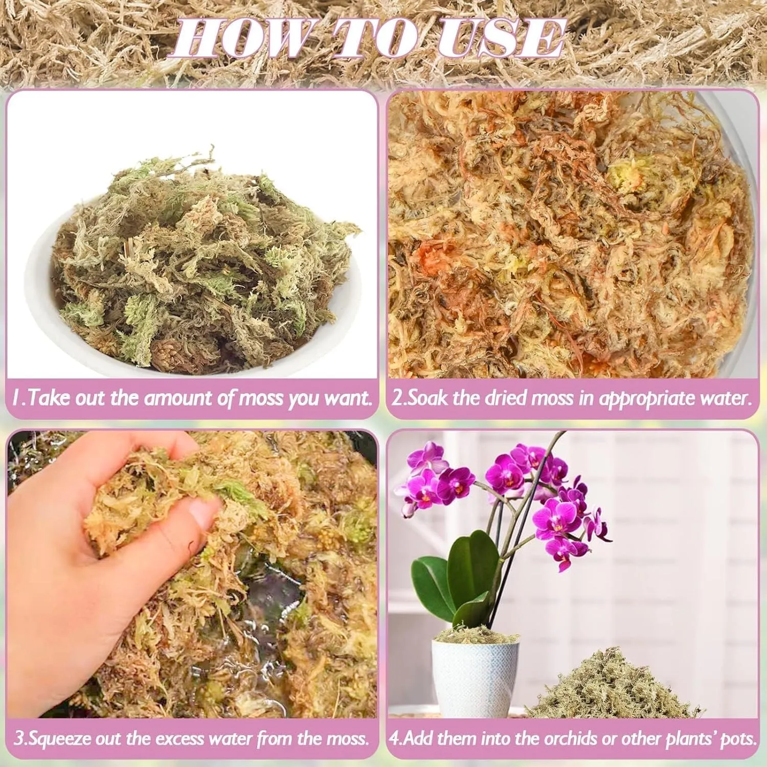 Halatool 4.4LBS Natural Sphagnum Moss for Plants 85 QT Premium Peat Moss Dried Long Fiber Orchid Moss for Orchid Repotting Carnivorous Succulents Garden Flowers Crafts Terrarium and Reptiles