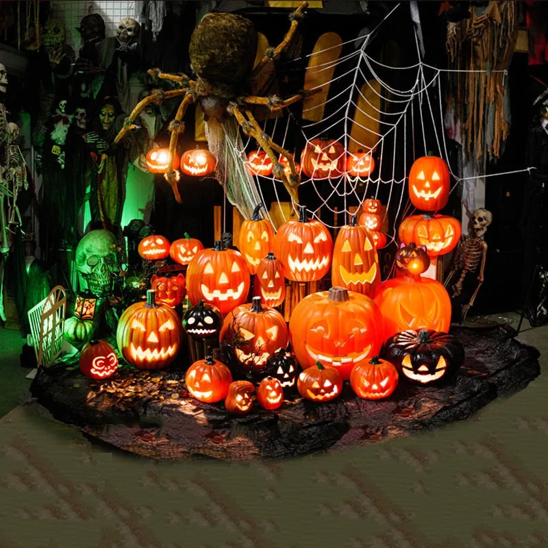 Halloween Pumpkin Led Light Lamp Creative Lantern Decoration Flashing Light Gypsophila Ghost Festival Dress Up Glowing