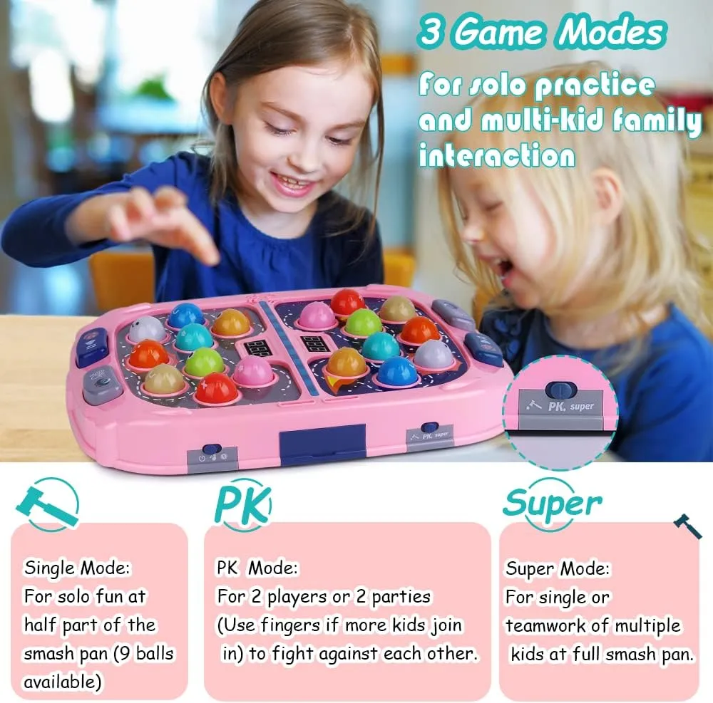 Hammer Mole Game,Toys for 3-12 Year Old Boys and Girls,Whack Game Toy for Toddlers,Birthday Gifts for 3 4 5 6 7 8  Girls Kids,Interactive Educational Toys with Sound and Light,PK Mode with 2 Hammers