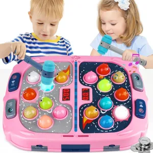 Hammer Mole Game,Toys for 3-12 Year Old Boys and Girls,Whack Game Toy for Toddlers,Birthday Gifts for 3 4 5 6 7 8  Girls Kids,Interactive Educational Toys with Sound and Light,PK Mode with 2 Hammers