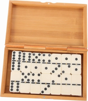 HANABASS 1 Set Western Table Runner Dominoes Sets for Adults and Boys and Girls Interactive Simulated Antique Domino Blocks Fun Household Toys Bamboo Storage Case