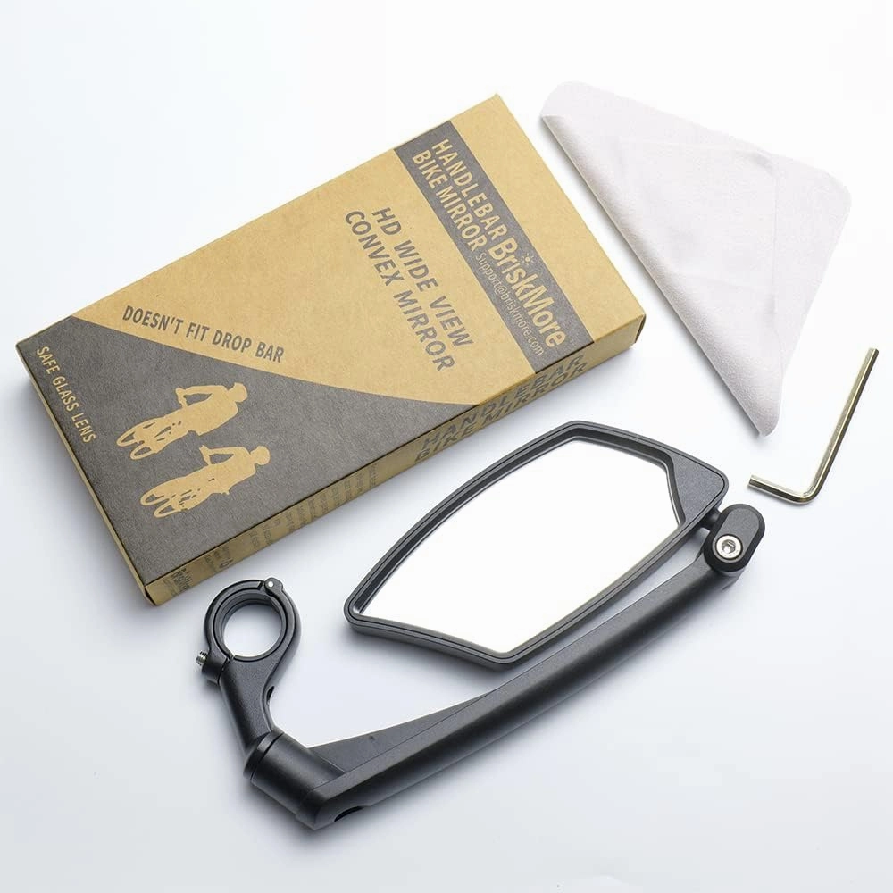 Handlebar Bike Mirror, Scratch Resistant Glass Lens, Ajustable and Rotatable Safe Rearview Bicycle Mirror