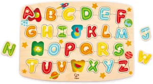 Hape Alphabet Peg Puzzle Game, Multicolor, 5'' x 2''