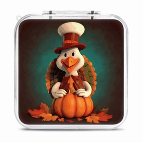 Happy Thanksgiving Turkey Switch Game Case Switch Game Holder Cartridge Case Storage 12 Games & 2 Micro Sd Card Slots, Travel Carry Cases, Portable Games Card Storage, Hard Shell, Buckle Closure