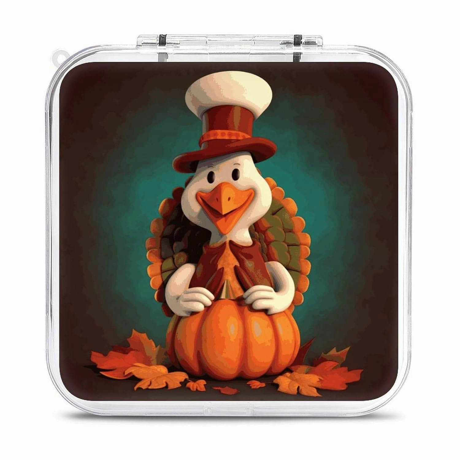 Happy Thanksgiving Turkey Switch Game Case Switch Game Holder Cartridge Case Storage 12 Games & 2 Micro Sd Card Slots, Travel Carry Cases, Portable Games Card Storage, Hard Shell, Buckle Closure