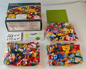 Hayder 1000PCS Classic Building Bricks, Building Blocks Bulk with 20x20 Studs Plate and 168PCS Slid-Way Accessory, Compatible with All Major Brands