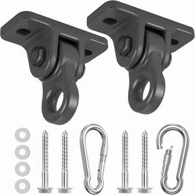 Heavy Duty Porch Swing Hangers Kit, with Screws Bolts for Wooden Sets Playground Porch Patio Yoga Seat Indoor Outdoor Hanging Snap Hooks (2 Pack Black)
