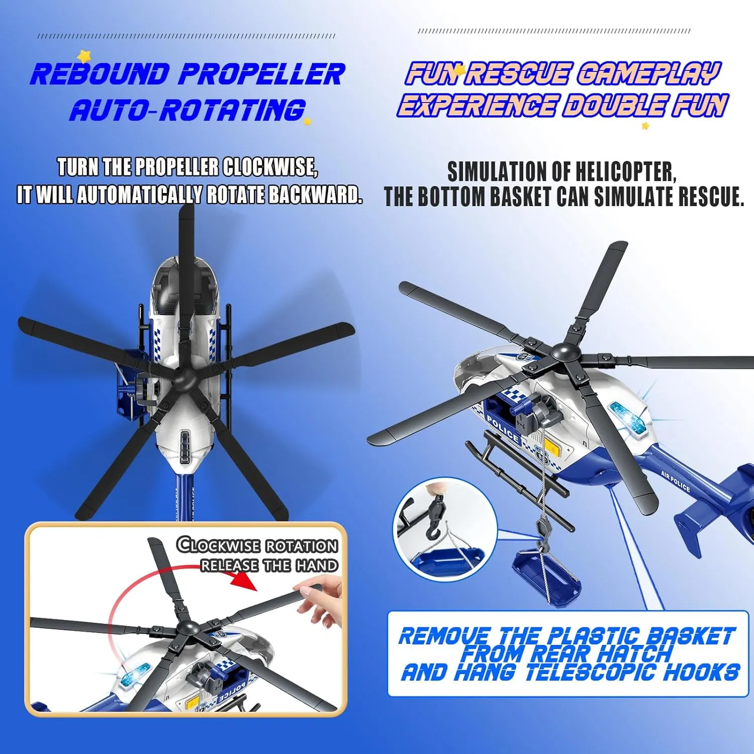 Helicopter Toy with Lights and Sound,Simulative Rescue Helicopter Vehicles Toys for Kids Aged 3 and Up,Pull-Back Propeller Army Toys Toddler Kids Boys Gifts (Military Helicopter)