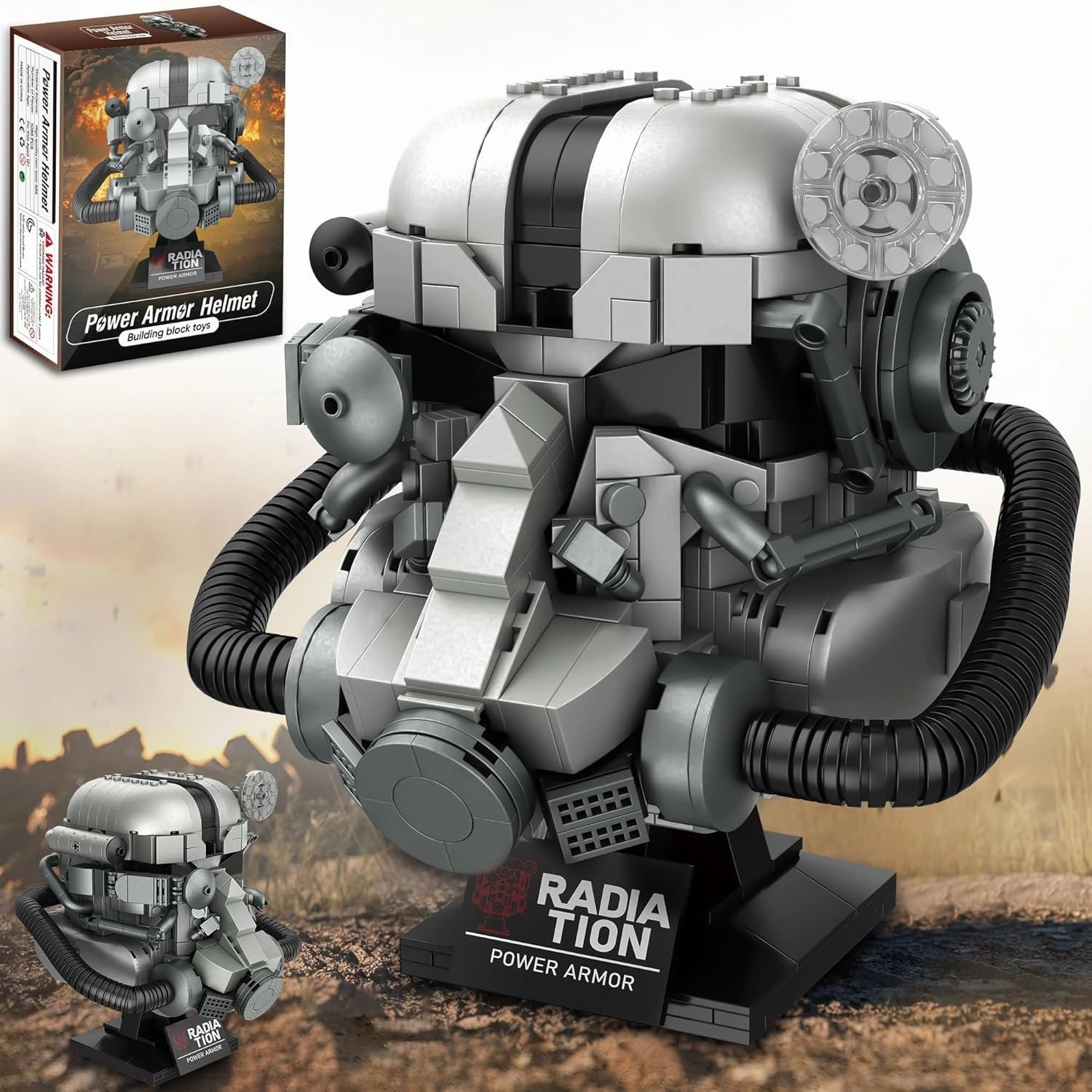 Helmet Building Blocks for Boys Aged 12 , Head Building Block Set Collectibles for Men, Buildable Display Model for Home or Office, Ideas for Boys, Girls and Adults