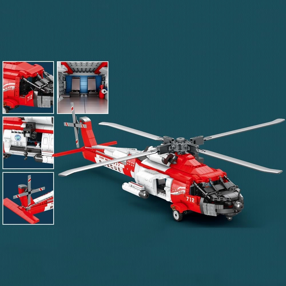 HH-60J Guard Search and Rescue Aircraft Building Set,Military Army Airplane Toy,Collectible Display Helicopter Model Collectible Home Decor,33026 Gifts for Adults Boys Kids 14 ,1137 PCS
