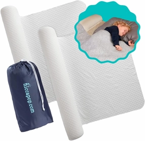 hiccapop [2-Pack] Inflatable Bed Rail for Toddlers, Blow-up Bed Bumper for King, Queen, Full, with Non-Slip Machine-Washable Cover | Portable Bed Rail for Hotel, Grandma's, Vacation