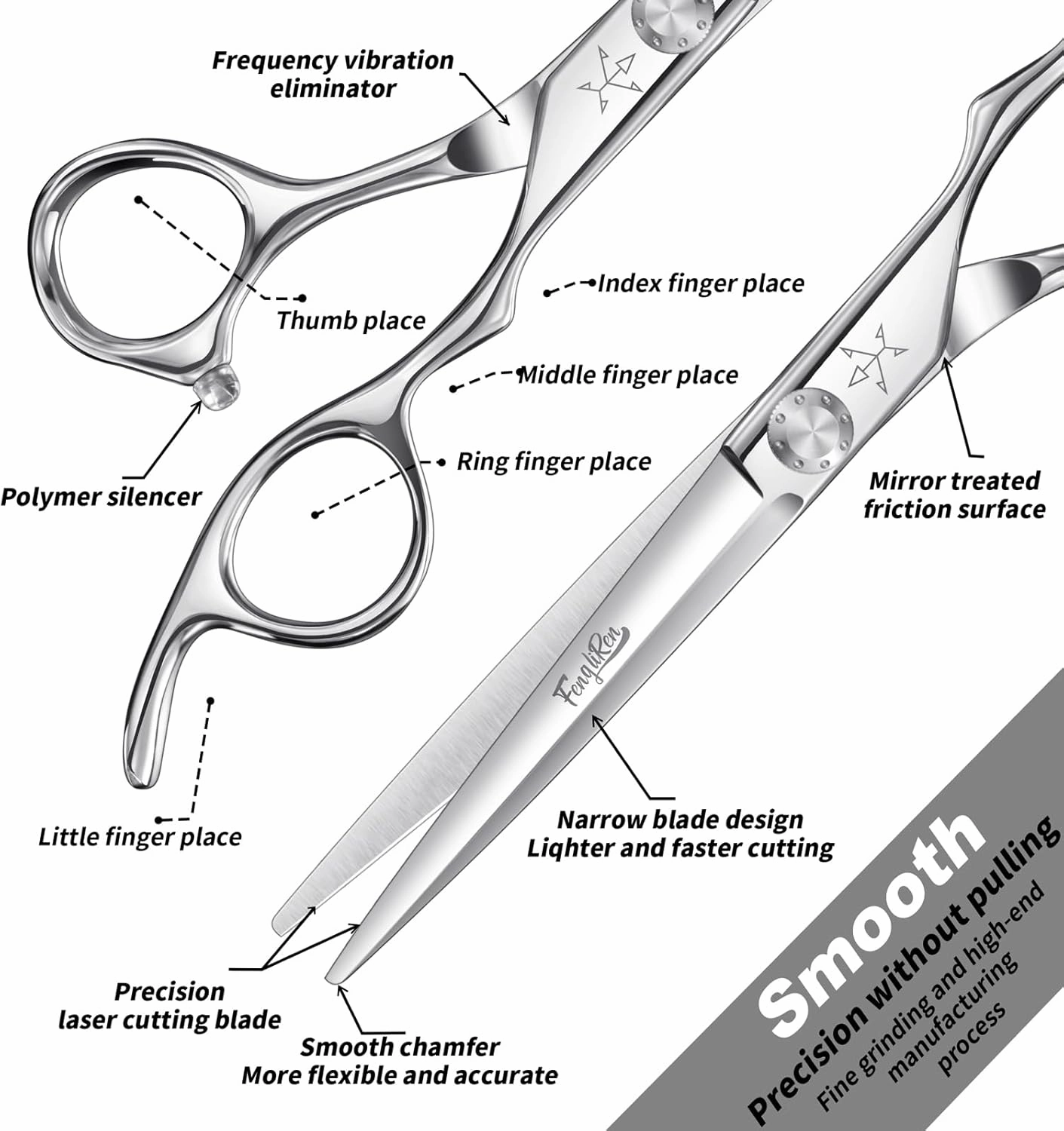 High-end Professional Extremely Very Sharp Barber Hair Cutting Scissors Hairdresser Shears For Hair 5 Inch Haircut Scissor Made Of Stainless Steel Alloy For Hairdressing Salon and Home Use