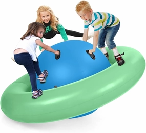 HONEY JOY 8-Foot Inflatable Dome Rocker Bouncer, Giant Roll and Play Seesaw Rocker w/6 Handles, Max Weight 250 Lbs, Blow Up Backyard Toy for Outdoor Game Activities, Gift for Boys Girls Ages 5 (Green)