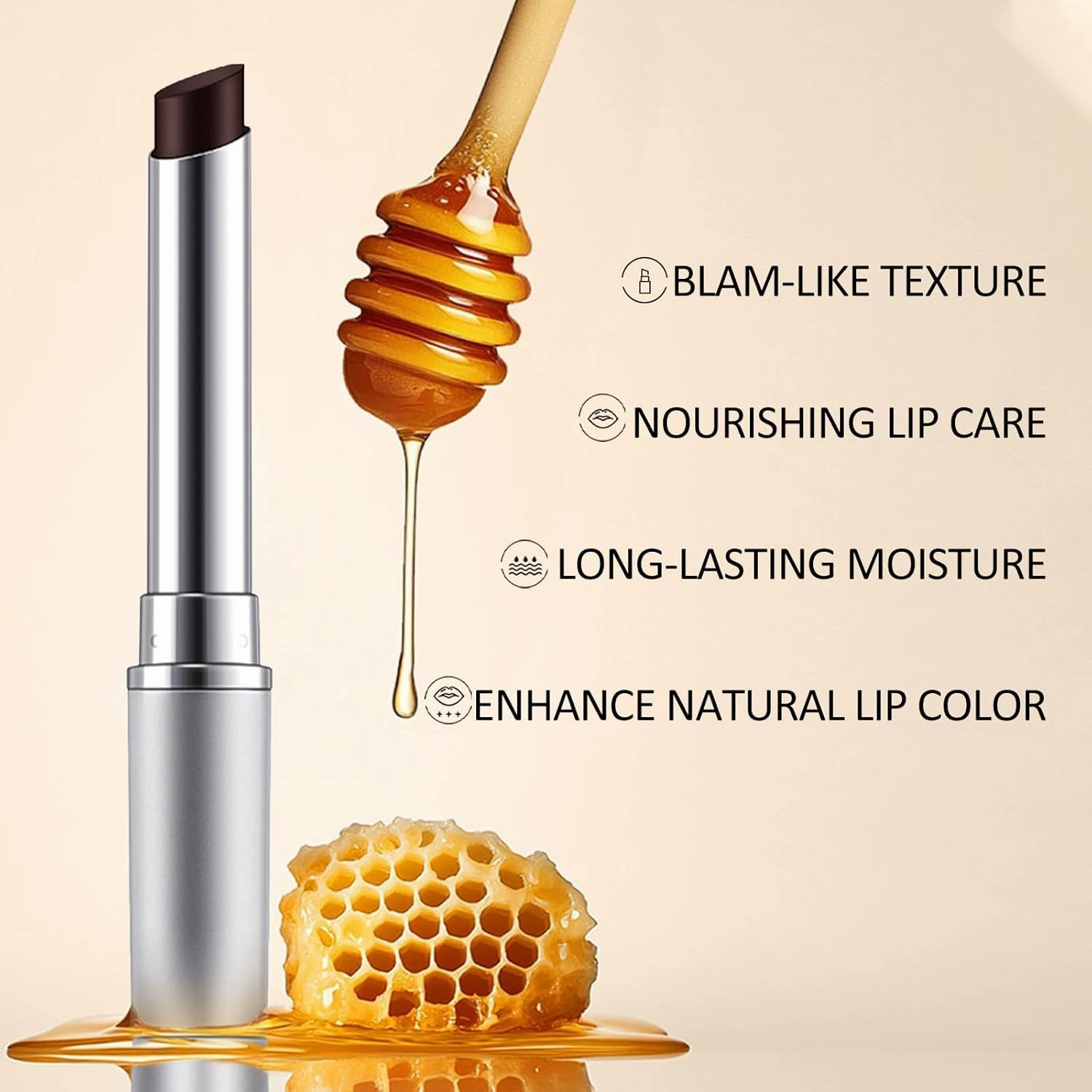 Honey Noir Black Honey Lipstick,Black Radiance Lipstick Lip Stain,Long Lasting Gloss,Makeup Care