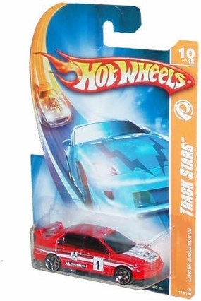 Hot Wheels Red Lancer Evolution VII 1:64 Scale Car, 2008, Kid, Unisex, 3.7"W x 6"L x 1.2"H, 6" Size, Red, Portable, Pull-Back, 1 Count, Kids