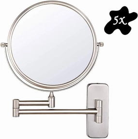 Household Bathroom Mirror, Double Expand Wall Mounted Cosmetic Mirror, 360-Rotated Portable, Makeup Apply, Contacts, Shaving
