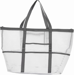 Housoutil 2pcs Portable Beach Toiletry for Toy with Organizers Use Multifunctional Mesh Bag Handle Basket, Whitex2pcs, 59x36cmx2pcs